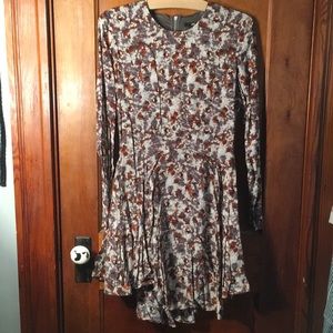 Long sleeve printed mini dress